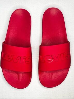 Levi’s Red Slide Sandals Logo Pool Slides Unisex Casual Summer Shoes
